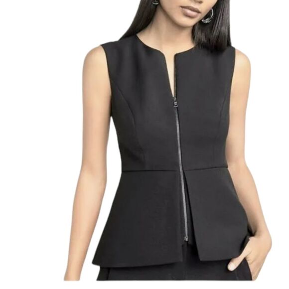 BCBGMaxAzria Abrielle Zip-Front Peplum Top SIZE XXS - Picture 1 of 14